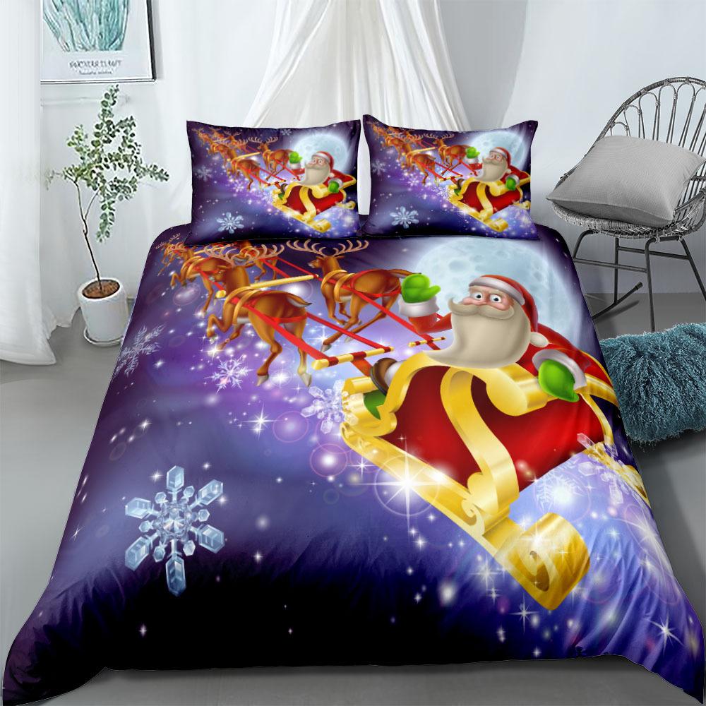 Santa Claus Christmas Gift Bedding Set King Queen Twin Single Size Duvet Cover Pillow Cases Bed Linen Set