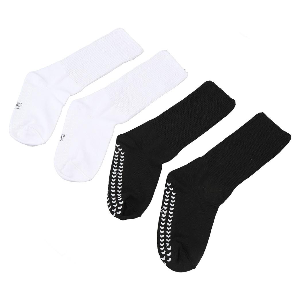 2pairs Wide Socks with Grips Elastic High Stretch Non Slip Loose Fit Socks Black White L XL
