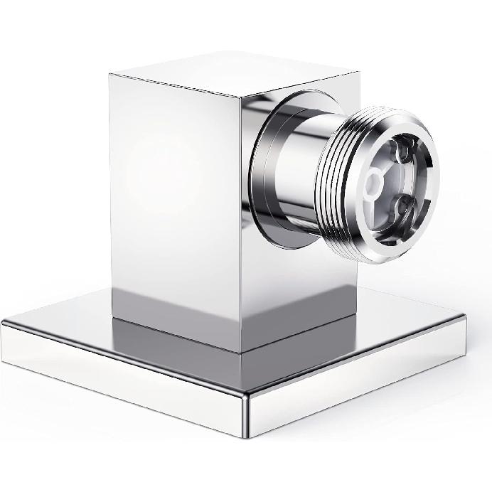 Wall Mounted Supply Elbow, Wall Elbow for Hand Shower, Solid Brass Square Wall Supply Elbow, Check Valve Included (Square, Polished Chrome)