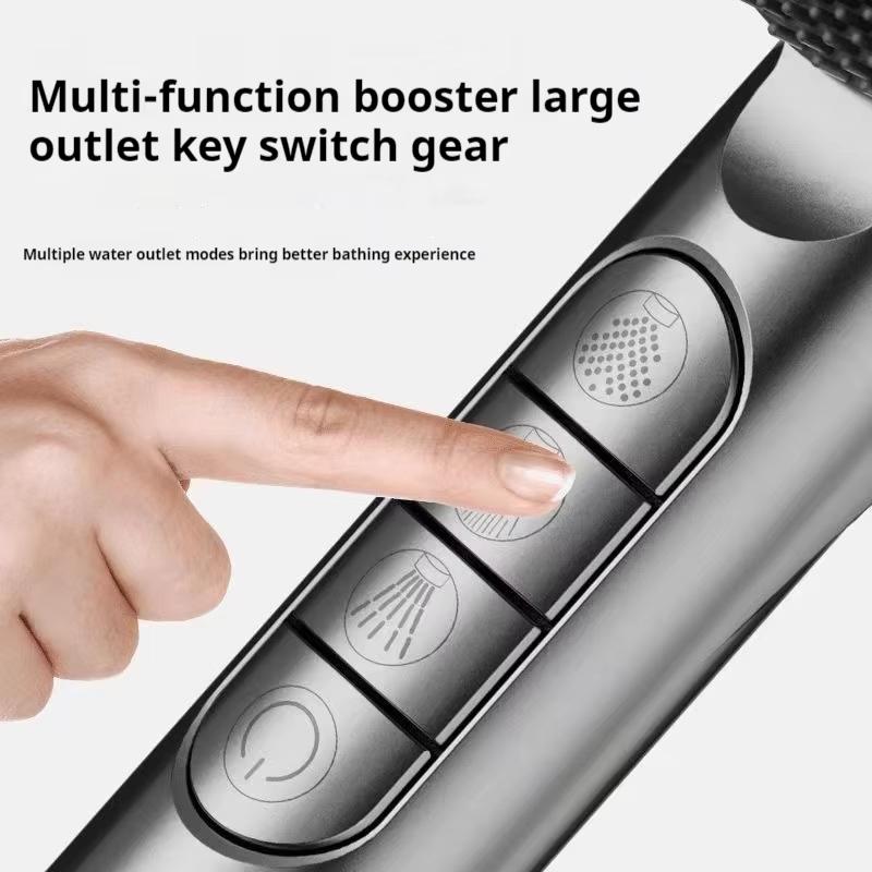 2024 New Household Multifunctional Filter Shower Head 4 Modes Switch 1-Button Water Stop with Massage Brush Bathroom Accessories