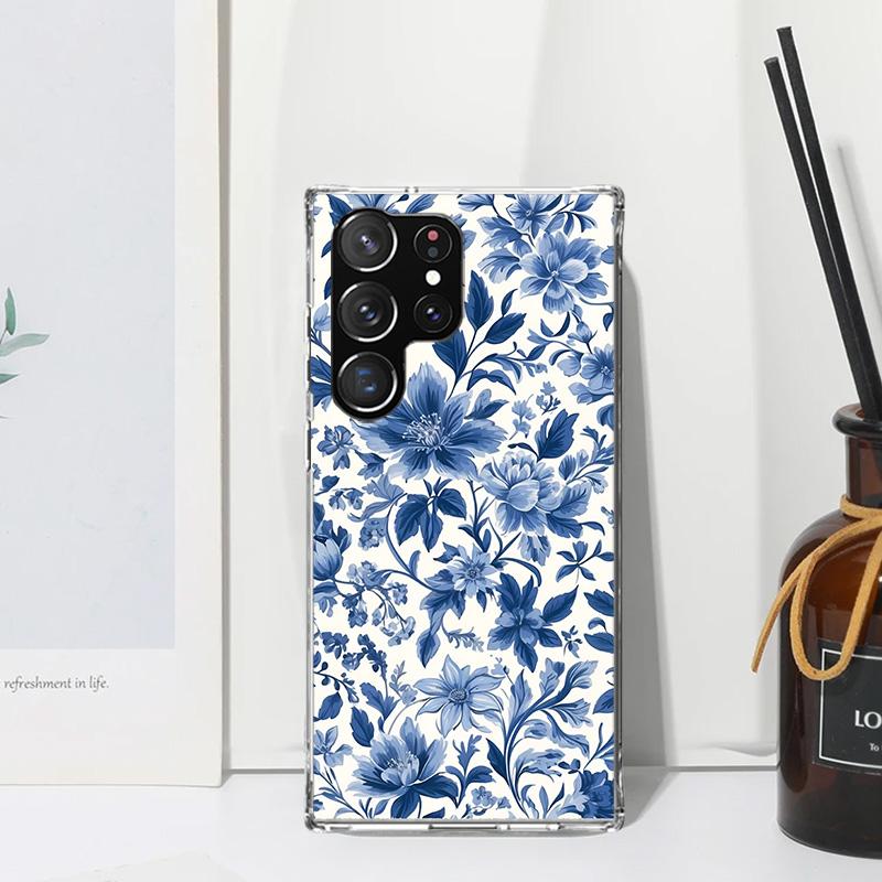 Blue And White Porcelain Phone Case For Samsung Galaxy S26 S25 Edge S24 FE S23 S22 Ultra S21 Plus S20 + Art Fundas Back Cover Ga
