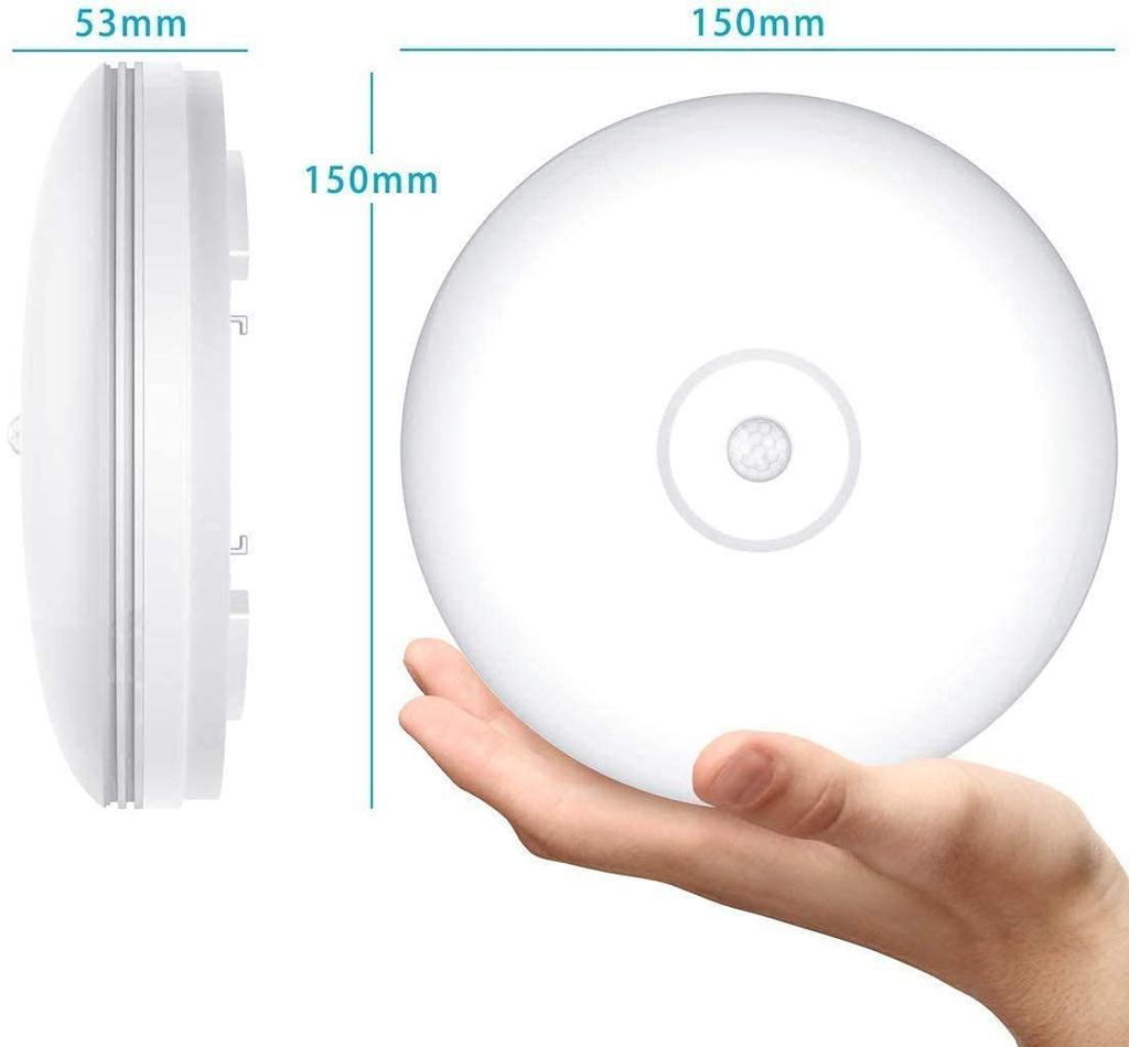 Compact LED Ceiling Light with Motion Sensor, HallwayEntryway Light, 5000K (60W Equivalent), Easy Installation, Daylight White, 900lm, Set of 2