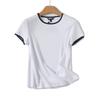 Za2024 Summer New Product Women's Clothes Casual Silm Contrast Color round Neck Shoulder Short Sleeve T-shirt 06808918 250