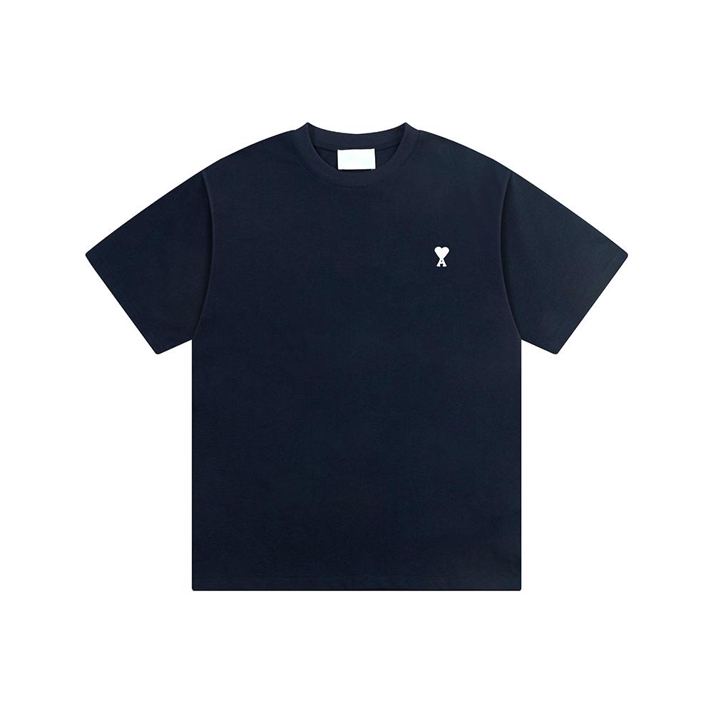2026 Sommer Neues Liebe Besticktes Logo Paar Baumwolle Kurzarm Rundhals T-Shirt XL navy blau