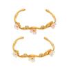 18K Gold-Plated Stainless Steel Zirconia Flower C-Shaped Open Bangle