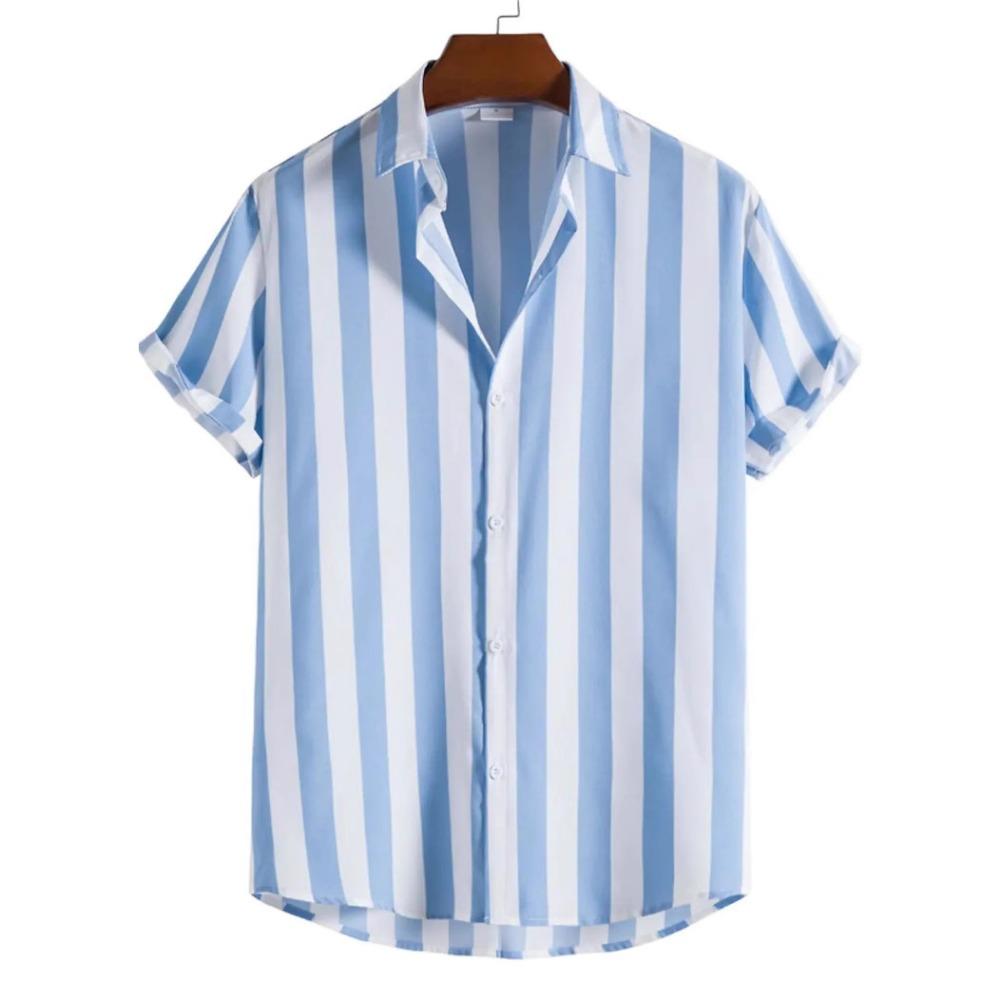 Summer Men's Striped Short-sleeved Shirts Are Casual, Loose, Comfortable and Fashionable. Men's Short-sleeved POLO Shirt