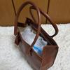 POLO RALPH LAUREN All-Leather Brown Tote Bag Charm Pony Embossed Authentic