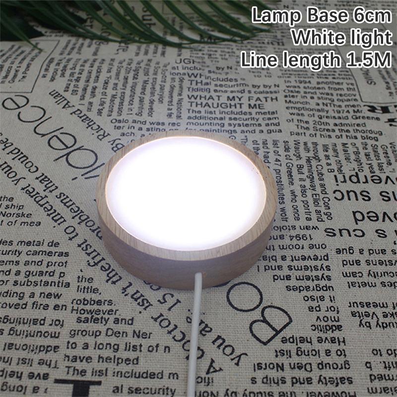 Round Wooden Led Night Light Base Display Stand For Crystals Glass Ball Decor