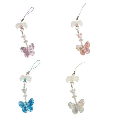 Elegant Butterfly Phone Lanyard Multipurpose Phone Charm Ornament Acrylic Pendant Mobile Accessory for Women Daily Use