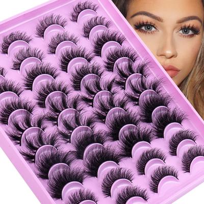 20 Paar Gemischte Falsche Wimpern aus Imitat-Nerzhaar Natürlich Geschwungene Wimpern Nude-Make-up Dicke Wimpern