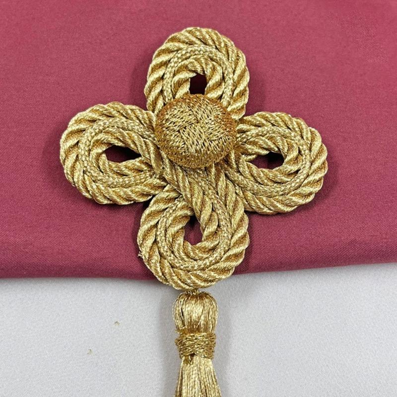 Handcrafts Clovers Tassels With Gold Thread Design Elegant Clothing Embellishment Craft Project Decoration For Wedding