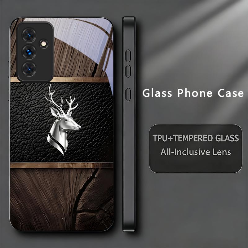 Elite Metallic Stag Black Phone Case For Samsung A32 A33 A34 A35 A36 A37 A51 52 52s A53 A54 A55 A56 A57 A71 A72 A73 Glass Cover
