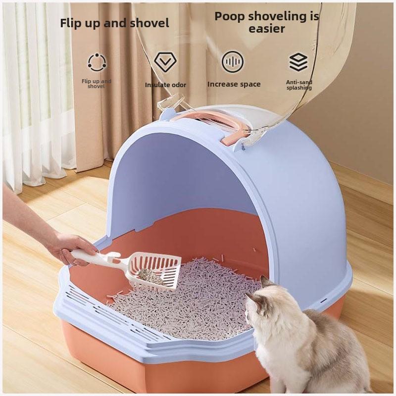 Litiere pentru pisici supradimensionate, complet/semi-închise, cu sertar, toaletă pentru pisici, dezodorizant și anti-stropire, bazin pentru litieră pentru pisici, accesorii pentru pisici