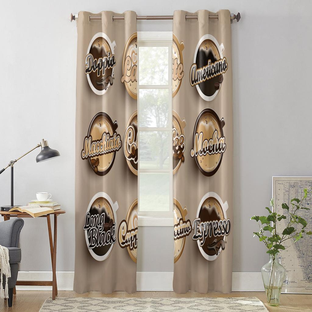 Coffee Coffee Cup Art Window Curtain Bedroom Living Room Window Drapes Kitchen Decoration Blinds Curtain