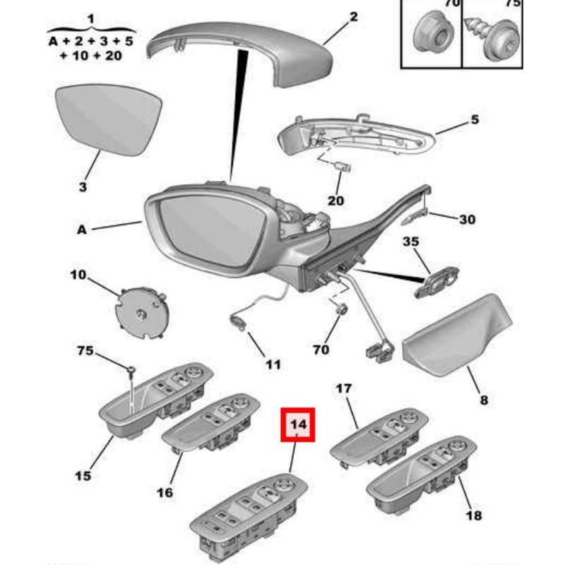 96749624ZD Front Left Driver Side Electric Power Window Switch Lifter Control Button Parts for PEUGEOT 208 2008 Car Accessories