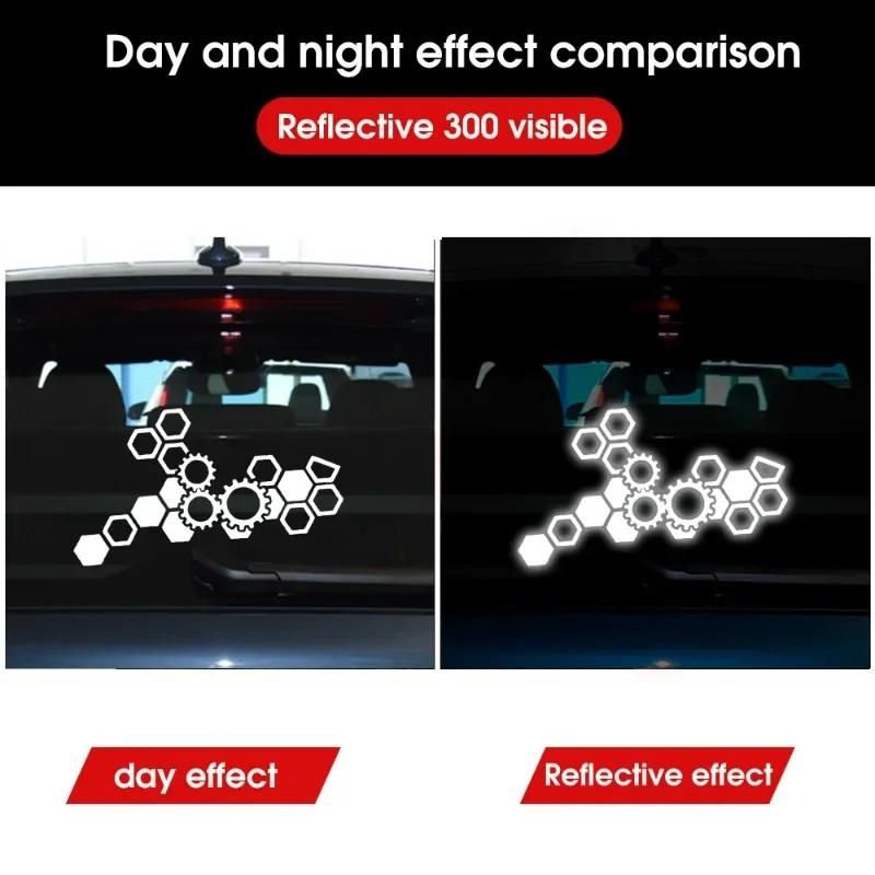 Reflective Honeycomb Hexagonal Car Sticker Motorcycle Electric Vehicle Modification Waterproof Honeycomb Gear Reflective Decal