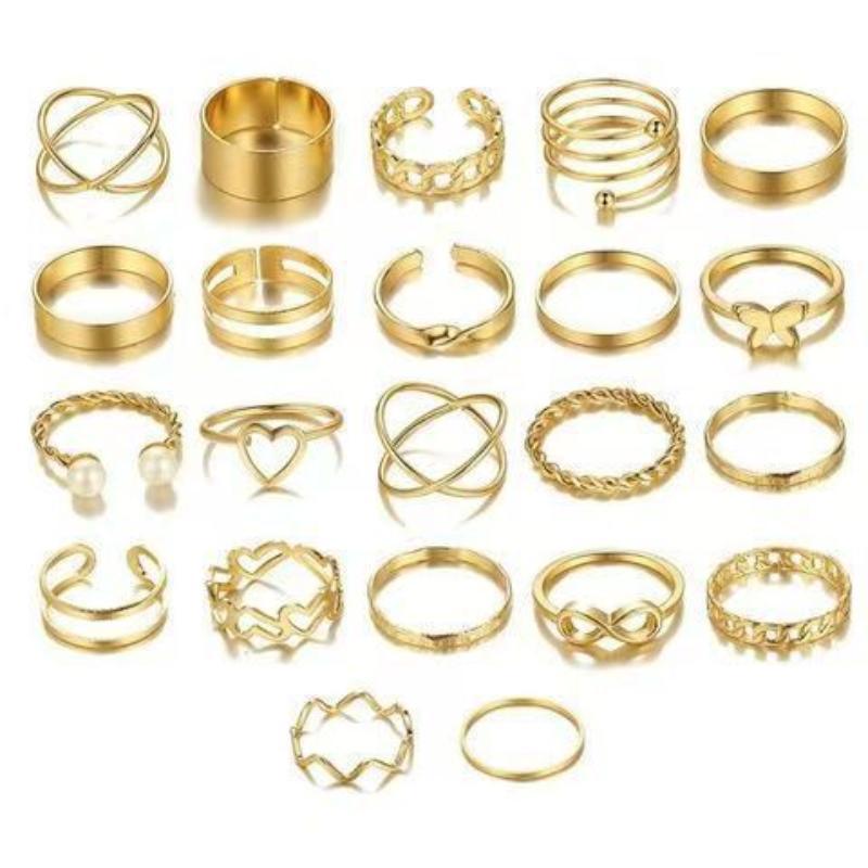 Open Multi-Joint Ring Set 22-Piece Love Ring Women'S Design Niche Butterfly Ring For Women Finger Multi-Piece Set Charm Jewelry