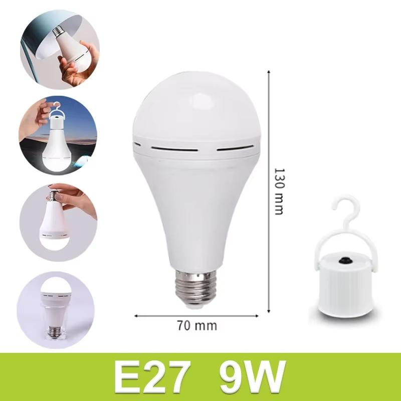 E27 Wiederaufladbare LED-Lampen 9W 15W Hohe Helligkeit Notfall-Glühbirne Außen Camping Angeln Tragbare Lampen Lichter