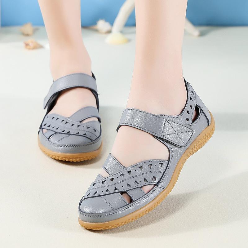Female Women Leather Hollow White Shoes Sandals Flats Loafers Summer Cool Beach
