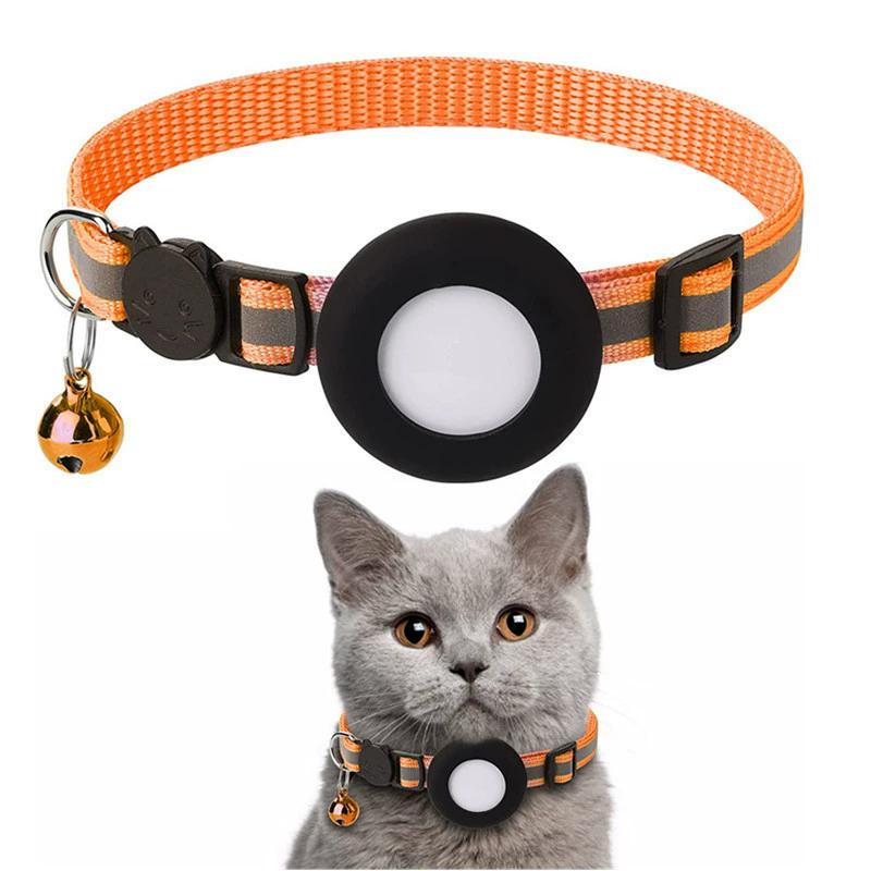 2Pcs Cat Collar with Protective Case, Reflective Nylon Pet Collar with Safety Buckle & Bell, Anti-Lost Adjustable Collar