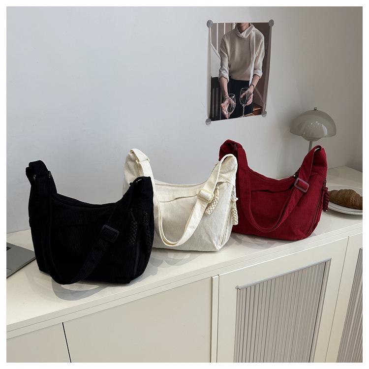 Women's Trendy Autumn 2025 Corduroy Shoulder Bag - Large Capacity Crossbody for Versatile, Casual Commutes