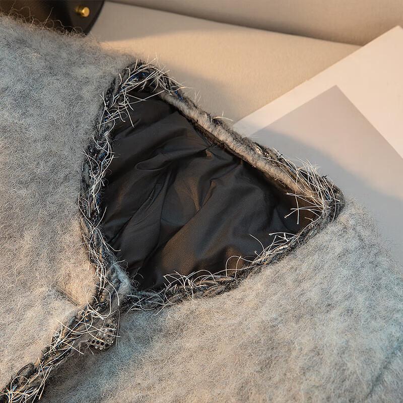 Dámská elegantní péřová bunda ze směsi vlny