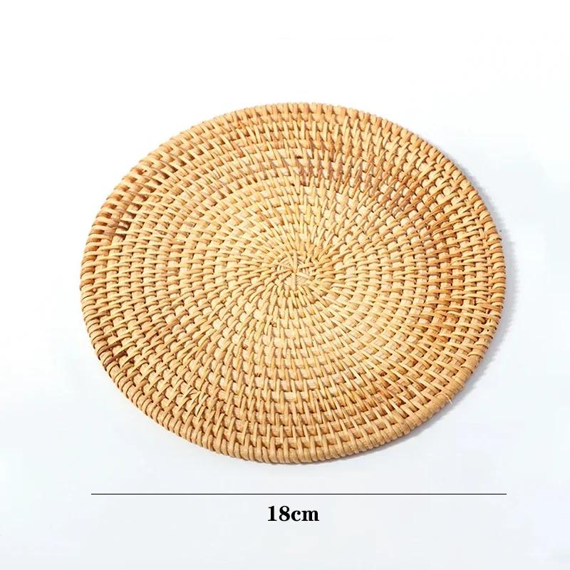 Weinreben-Weberei Getränkeuntersetzer Set für Kungfu Tee Zubehör Runde Tischware Platzset Geschirrunterlage Rattan-Geflecht Tassenunterlage Unterlage