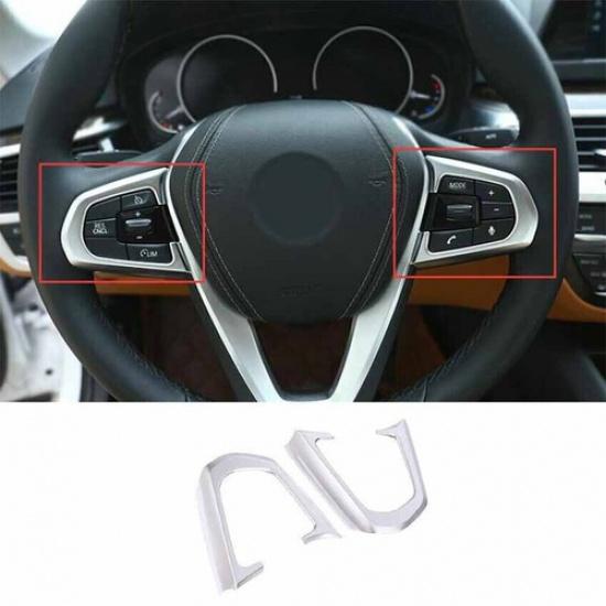 2018-22 Steering Wheel Button Frame Matte Silver For BMW 5 Series G30 Cover Trim