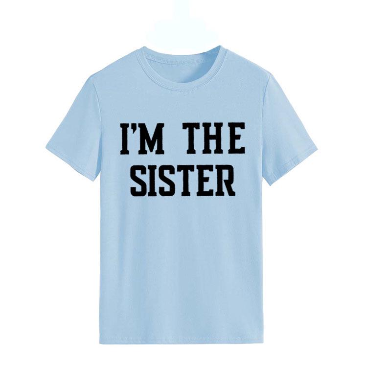 "I'M THE SISTER" Letter Print Women's Short-Sleeve T-Shirt - European & US Style Cross-Border Fashion.