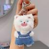 Overalls Angry Cute White And Black Cat Plush Doll Pendant Decoration Bag