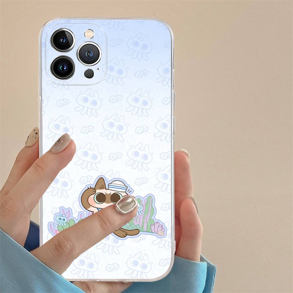 Cartoon Siamese Cat Couple TPU Silicone Case for IPhone 11 12 13 14 15 16 17 Pro Max Shockproof Clear Back Cover