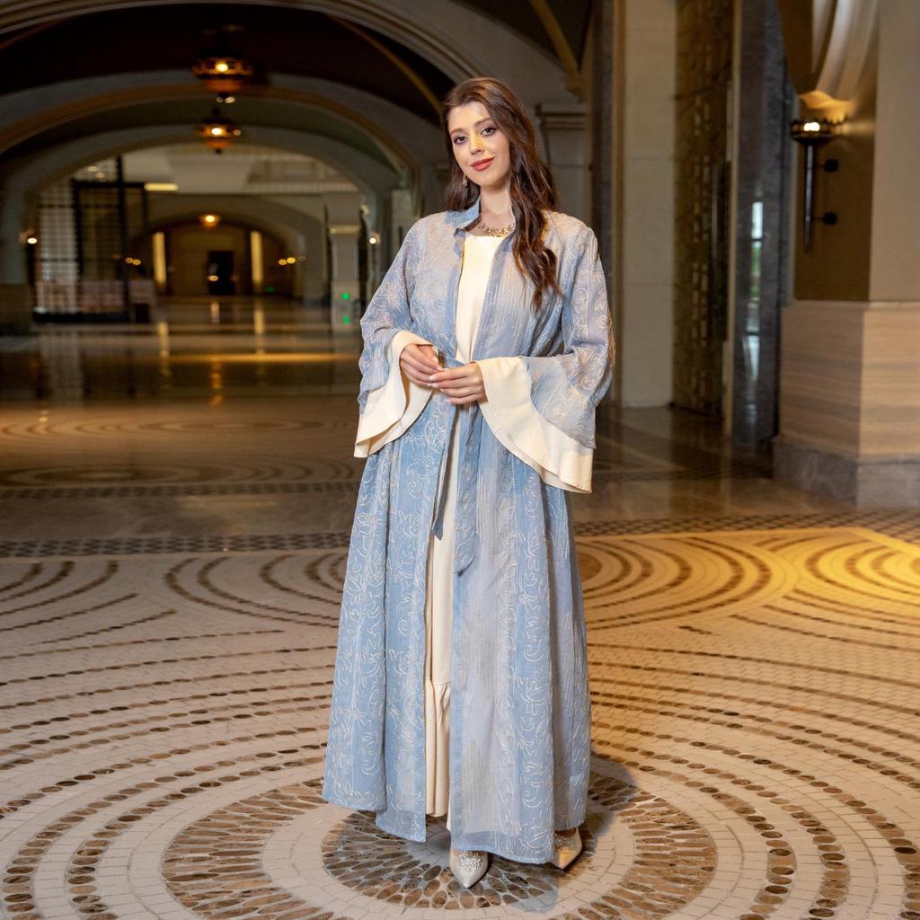 AB318 Ruffled Sleeve Evening Abaya Dress for Muslim Women