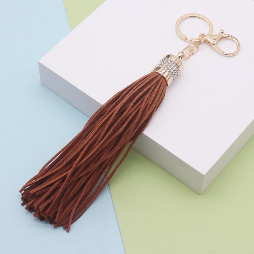 Cute Hanger Leather Tassel Keychain Alloy Pu Car Keyring Fashion DIY Bag Charm Men