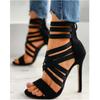 Summer Women's Fashion Bandage Back Zipper Sandals  Sexy Pointed Toe Versatile Solid Color Banquet Party Stilettos Large 43