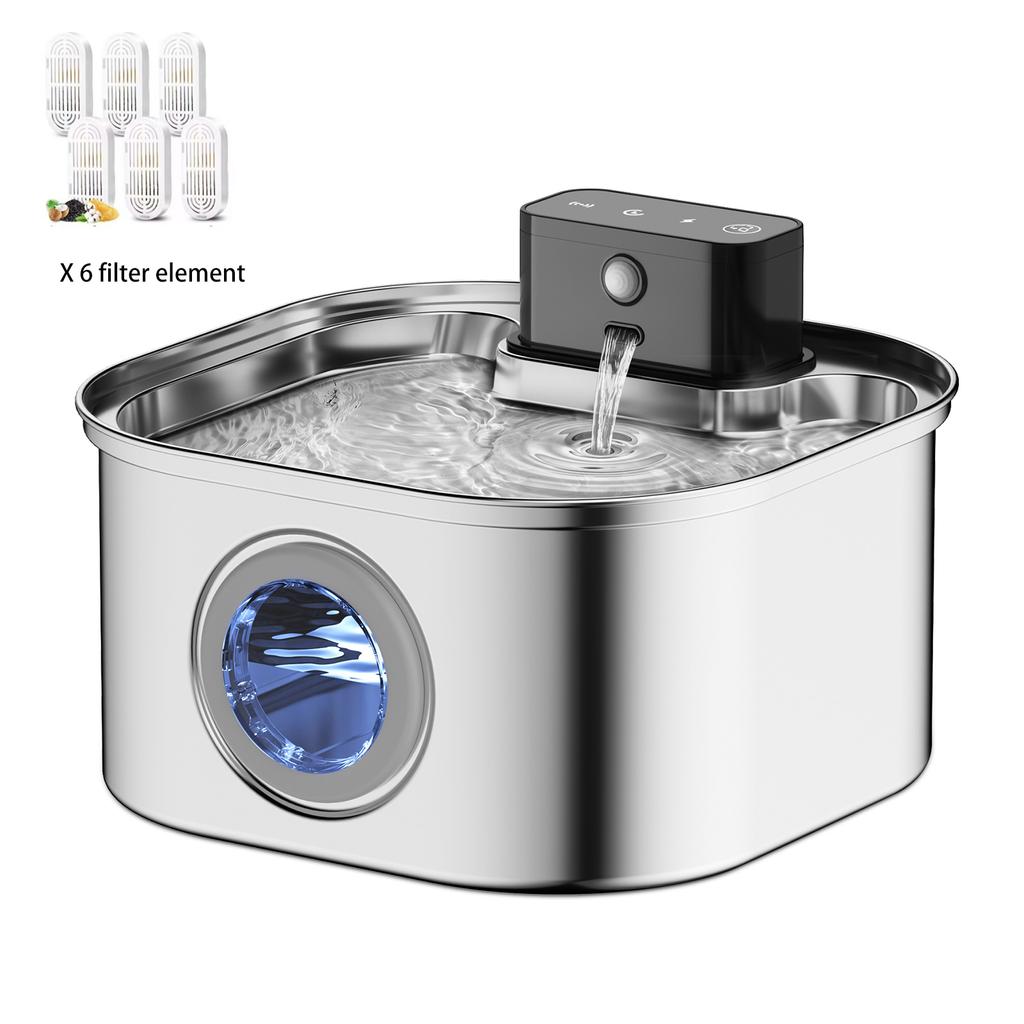 3L 5V Rechargable Automatic Stainless Steel Dogs Water Fountain 4000mAh Wireless Pet Drinker Battery Sensor Dispenser Cat Bowls