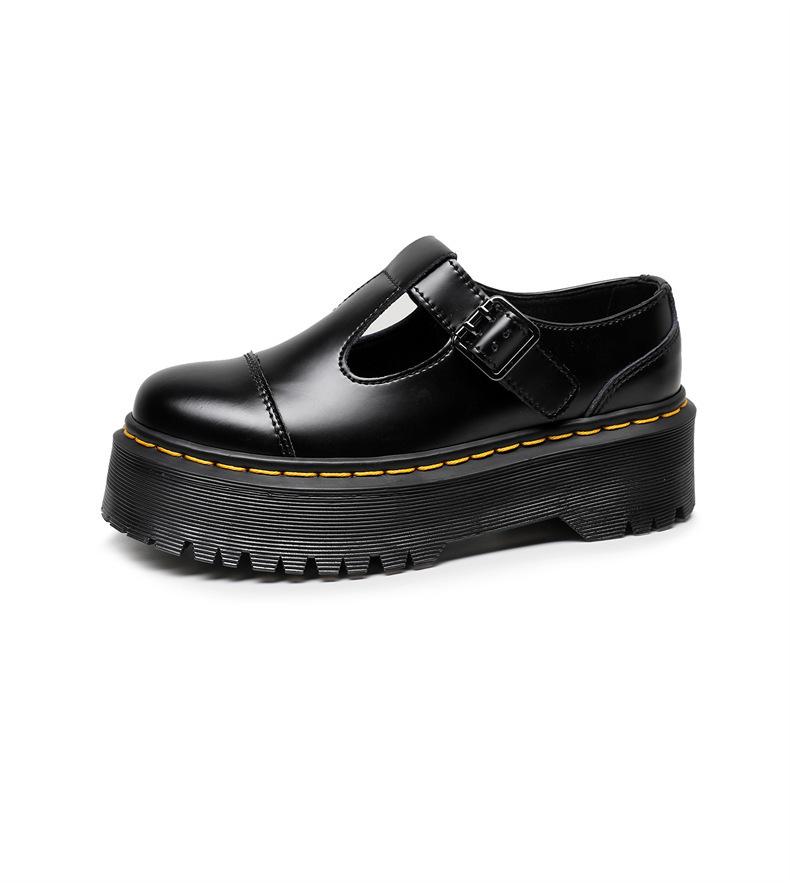 Mary Jane Damenschuhe, Low-Top Dicksohlige Schnallen-Martin-Stiefel, Britischer Stil Erhöhende Plateau-Stiefel