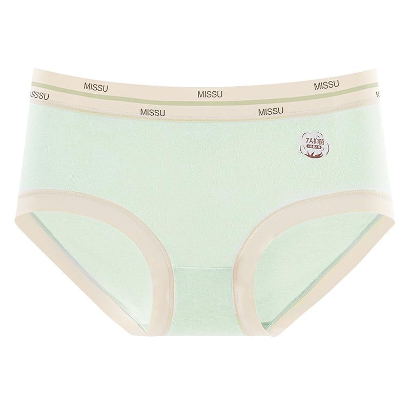 

Бесшовное нижнее белье для младенцев класса А из чистого хлопка, 7А, антибактериальные трусы со средней посадкой, большие треугольные трусики XL светло-зеленый