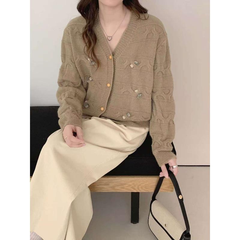 Casual Versatile Loose Short Sweater Jacket Women's Spring and Autumn New Fashion Loose Knitted Cardigan Top Trendy
