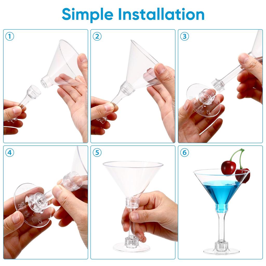 Luxshiny Plastic Cocktail Glasses, Set of 20, 5.07 oz, Clear, Short Type, Stable Design, Disposable Party Cups, Suitable for Wine, Table Decoration