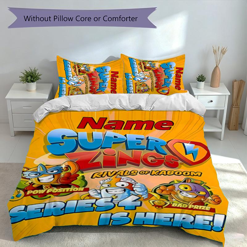 3pcs Custom Name SuperZings Bedding Set,Includes 1 Duvet Cover and 2 Pillowcases,All-season Bedroom Decor
