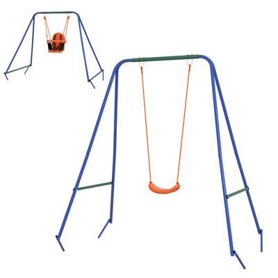 Two-In-One Toddler Garden Swing, with Comfortable Seat, Safety Belt - Orange and Blue