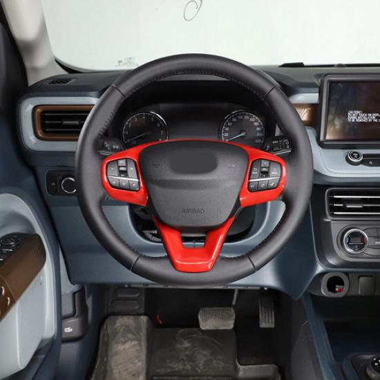 For Ford Maverick -2025 ABS Red Steering Wheel Button Panel Cover Trim 2PCS