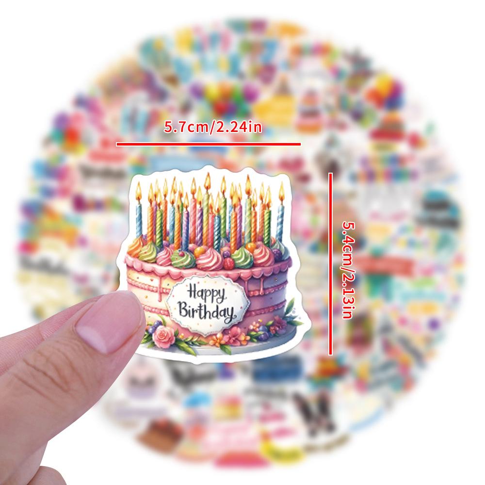 110 New Happy Birthday Graffiti Stickers Decorate Suitcase Mobile Phone Waterproof Personalized Stickers