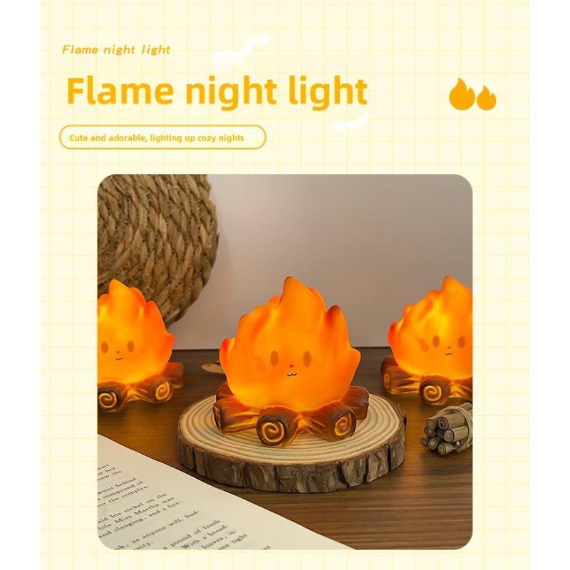 Christmas Campfire LED Candle Night Light Festive Ambient Decor Lamp Perfect Xmas Gift & Desktop Ornament for Holiday Atmosphere