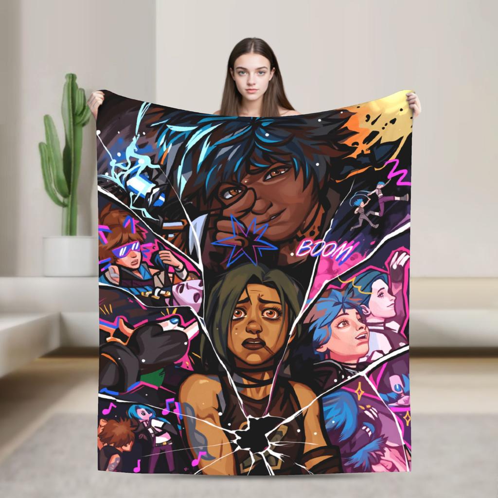 Arcane Soft Blanket Viktor Game Anime Jinx Jayce Caitlyn Jesus Sevika  Camping Plush Throw Blanket Home Decor Sofa Bed Cover