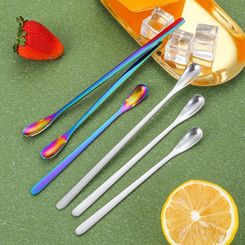 304 Edelstahl Langer Griff Rührlöffel Kaffeelöffel Teelöffel Dessertlöffel Rührstab Küchenwerkzeug Würzmischung Dessert