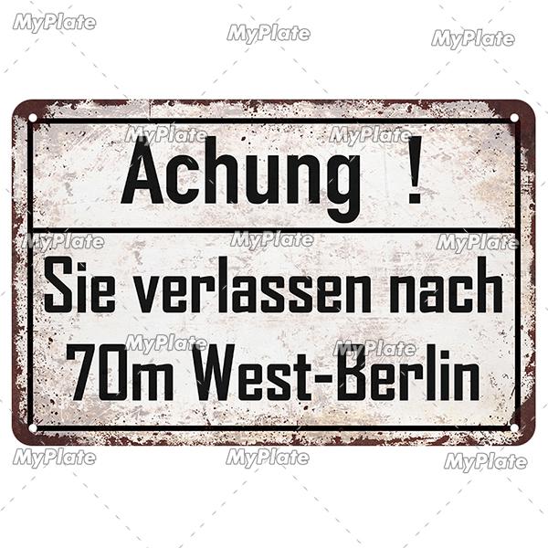 [MyPlate] German Vintage Vorsicsht Warning Metal Sign Plate Tin Sign Wall Decor For Bar Home Plaque Decoration Man Cave Poster