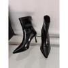 High-heeled short boots women's 2025 autumn and winter new Korean versatile pointed ankle boots thin boots French retro brown short boots