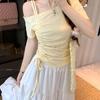 Plus Size Women's Off-the-Shoulder Slimming Drawstring Short-Sleeve Top