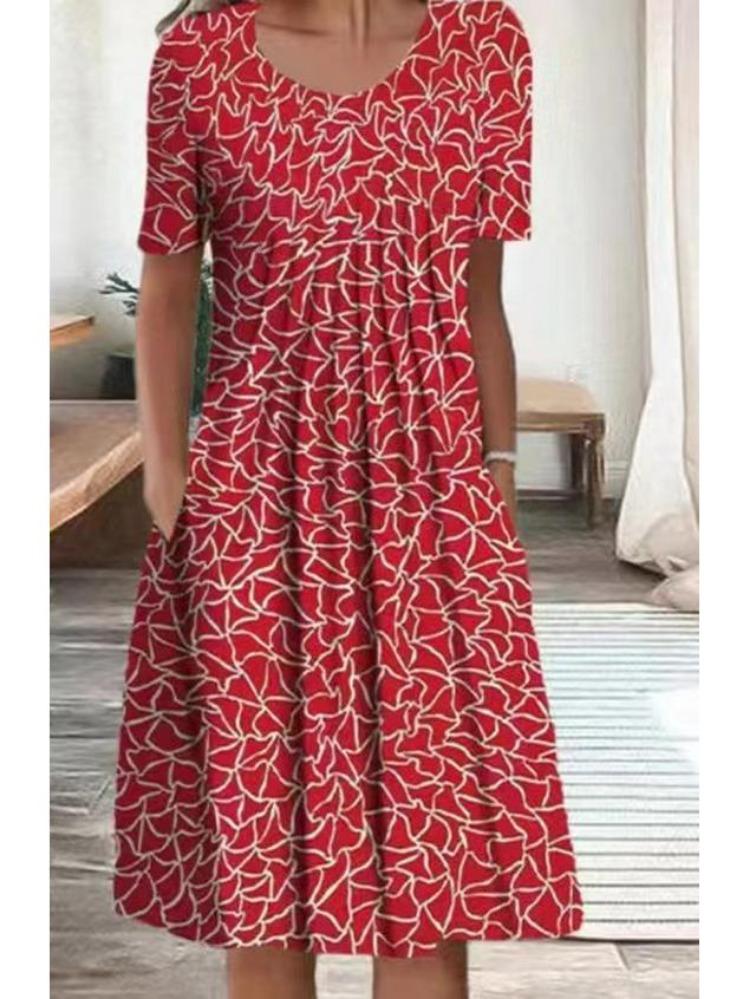 Floral Print Midi Dress with Pockets for Spring Summer